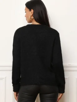 Hot La Modeuse Cardigan à sequins et boutons perles Noir