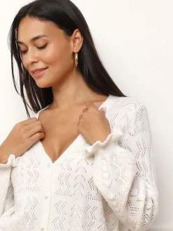 Online La Modeuse Cardigan ajouré à boutons nacrés Blanc