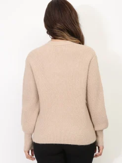 New La Modeuse Cardigan avec petit c艙ur Camel