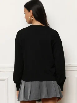 Sale La Modeuse Cardigan avec petits n艙uds satinés Noir