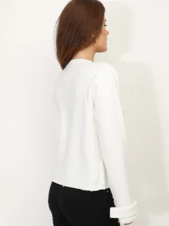Online La Modeuse Cardigan avec poches à rabat et boutons dorés Blanc