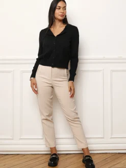 Clearance La Modeuse Cardigan classique à col rond et boutons Noir