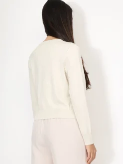 New La Modeuse Cardigan classique à col rond et boutons Beige