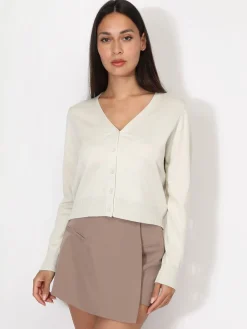Outlet La Modeuse Cardigan col v et boutons Beige