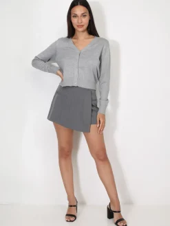 New La Modeuse Cardigan col v et boutons Gris