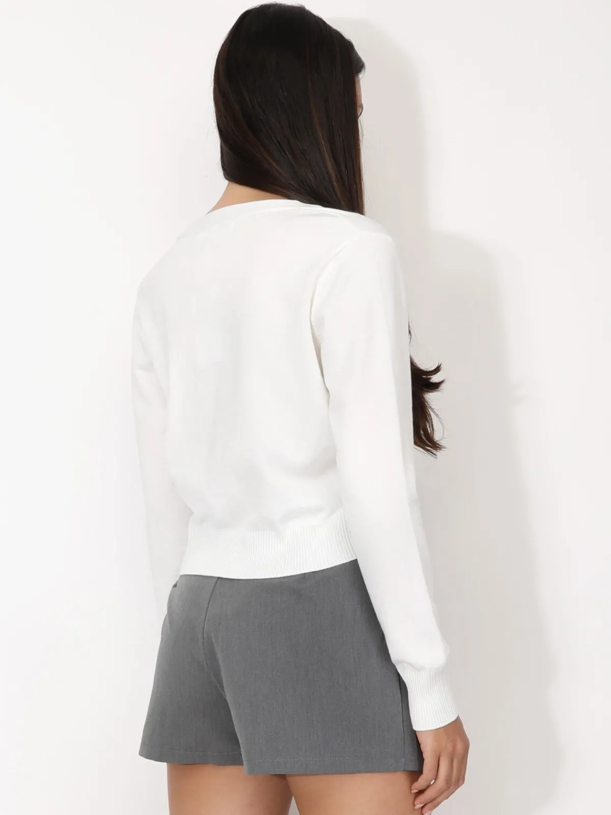 Hot La Modeuse Cardigan col v et boutons Ecru