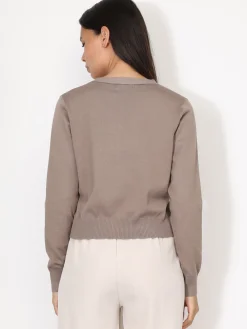 Clearance La Modeuse Cardigan col v et boutons Taupe