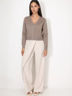 Clearance La Modeuse Cardigan col v et boutons Taupe
