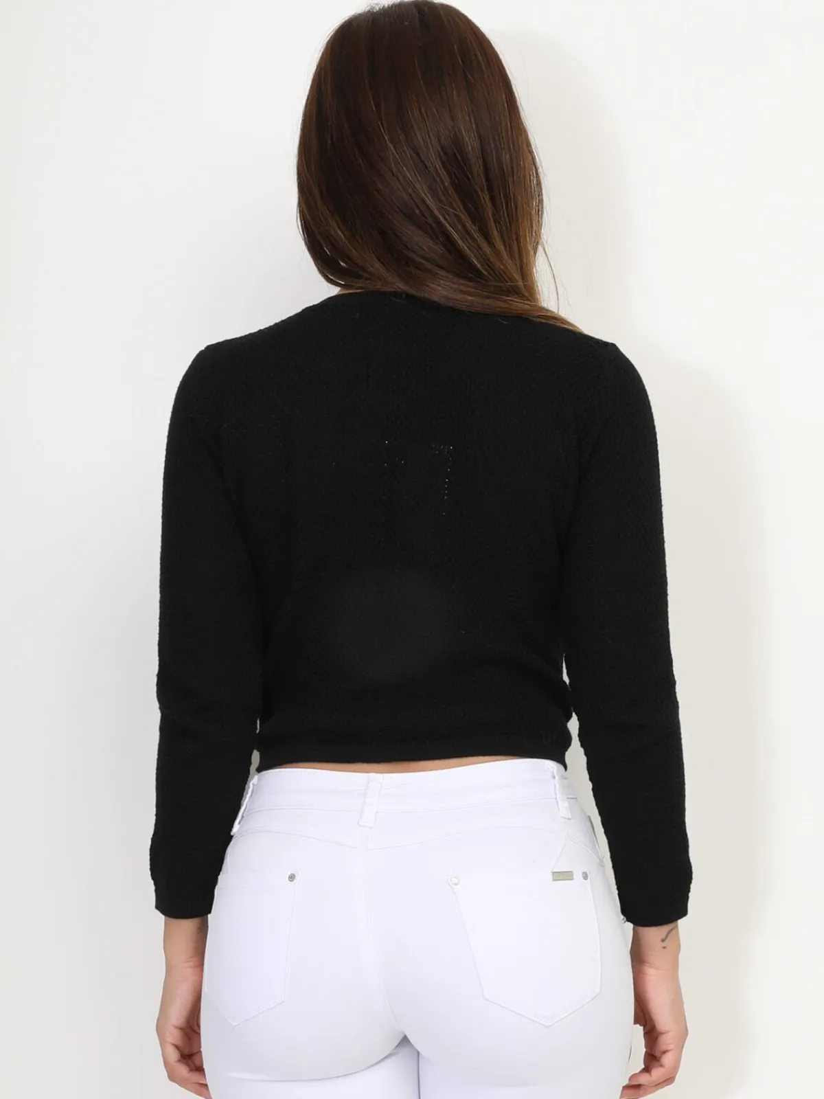 Hot La Modeuse Cardigan court à boutons dorés Noir