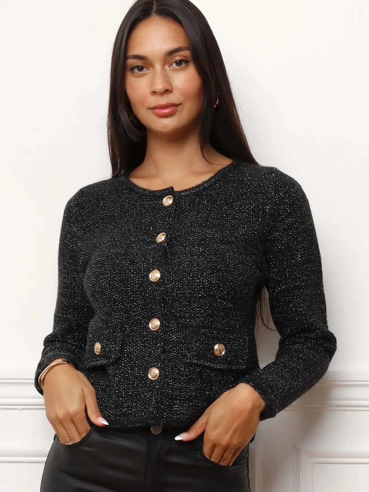 Hot La Modeuse Cardigan en maille brillante