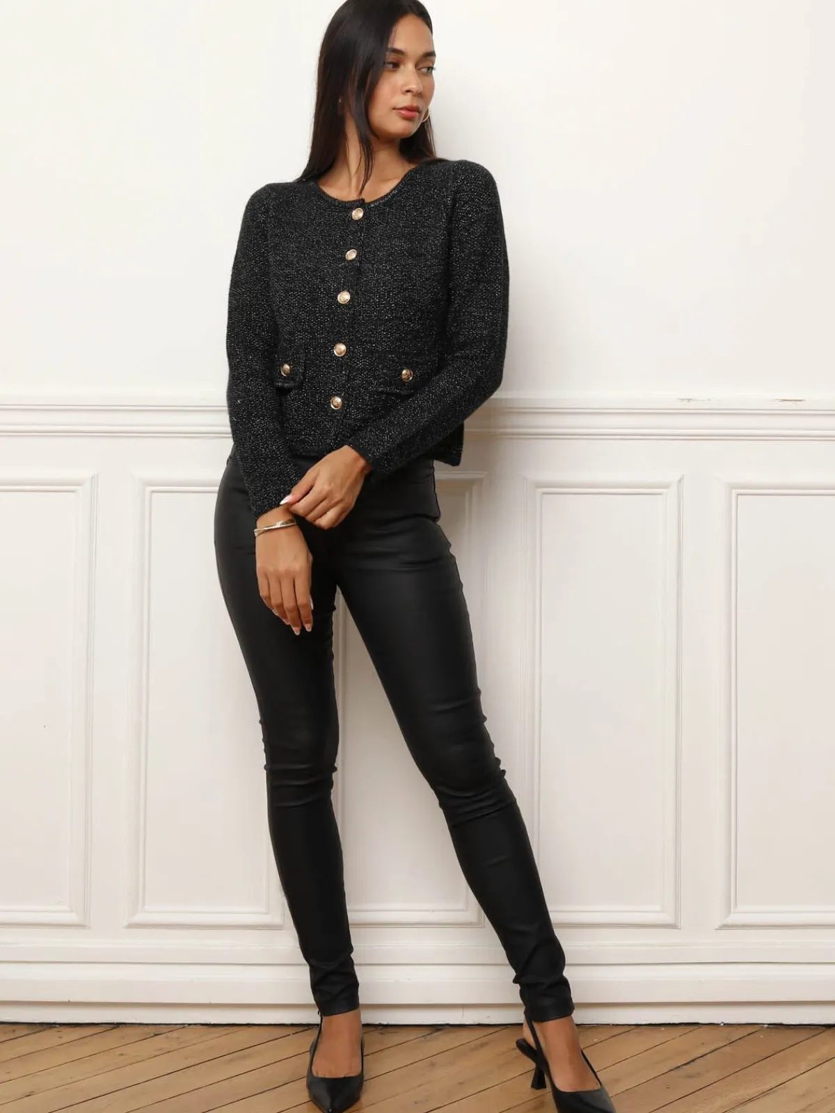 Hot La Modeuse Cardigan en maille brillante