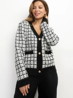 Outlet La Modeuse Cardigan en tweed  à boutons dorés