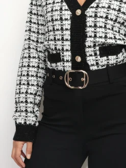 Outlet La Modeuse Cardigan en tweed  à boutons dorés