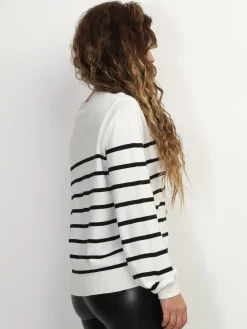 Best La Modeuse Cardigan marinière à boutons style officier Blanc