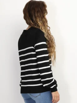 New La Modeuse Cardigan marinière à boutons style officier Noir