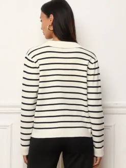 Outlet La Modeuse Cardigan marinière à col polo Blanc