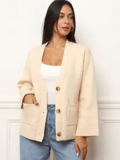New La Modeuse Cardigan oversize à poches Beige
