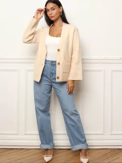 New La Modeuse Cardigan oversize à poches Beige