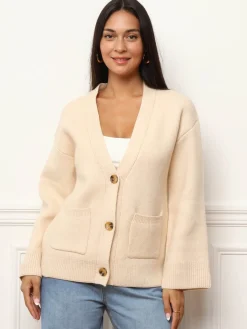 New La Modeuse Cardigan oversize à poches Beige