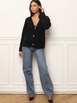 Hot La Modeuse Cardigan oversize à poches Noir