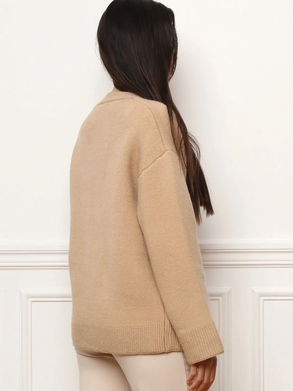 New La Modeuse Cardigan oversize à poches Camel