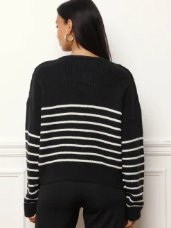 Clearance La Modeuse Cardigan oversize à rayures BleuMarine