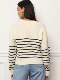 Discount La Modeuse Cardigan oversize à rayures Blanc