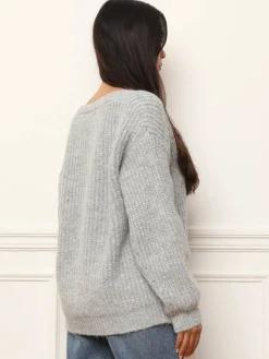 Best La Modeuse Cardigan oversize en maille côtelée Gris