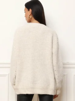 Outlet La Modeuse Cardigan oversize en maille côtelée Beige