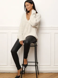 Outlet La Modeuse Cardigan oversize en maille côtelée Beige