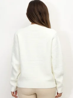 Outlet La Modeuse Cardigan texturé à boutons dorés Blanc