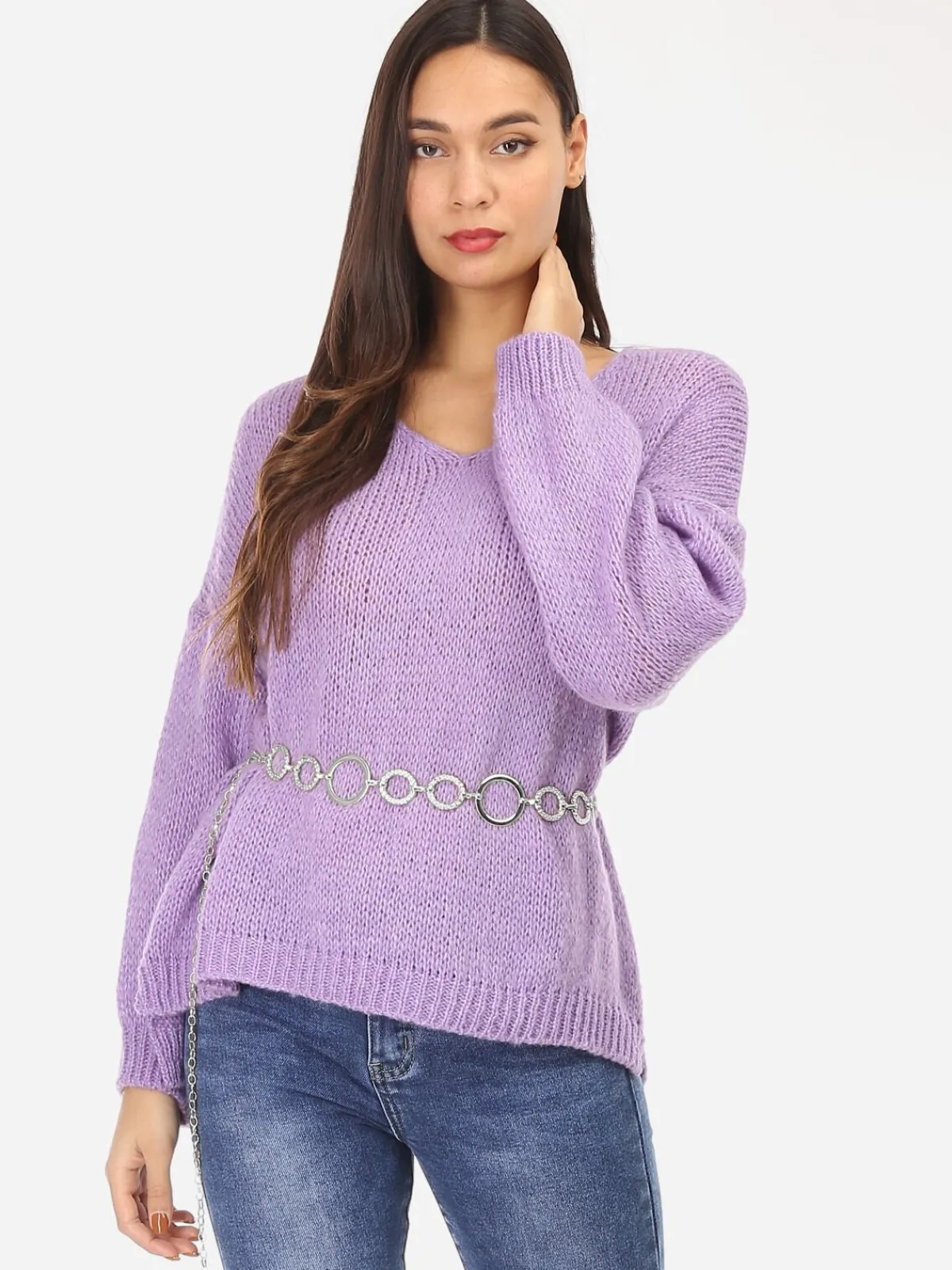 Sale La Modeuse Ceinture chaîne à maillons texturés Argenté