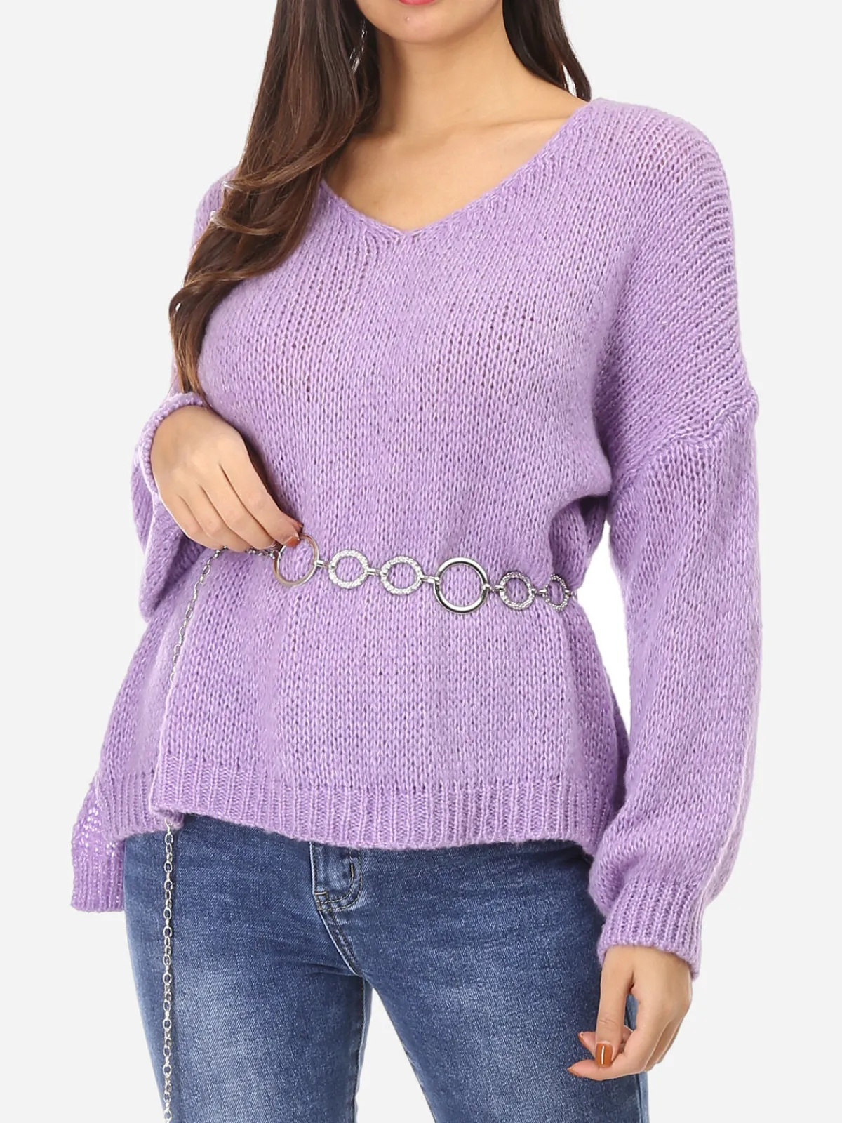 Sale La Modeuse Ceinture chaîne à maillons texturés Argenté