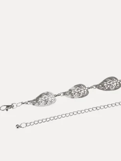 New La Modeuse Ceinture e style chaîne à feuilles Argenté