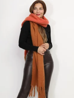 Sale La Modeuse Écharpe duveteuse bicolore Orange