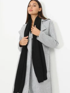New La Modeuse Écharpe en maille épaisse et ajourée Noir