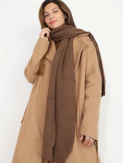 Sale La Modeuse Écharpe en maille épaisse et ajourée Marron