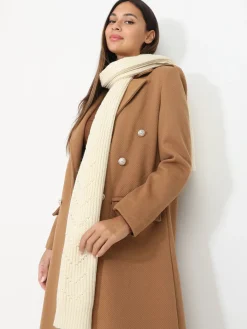 La Modeuse Écharpe en maille épaisse et ajourée Beige