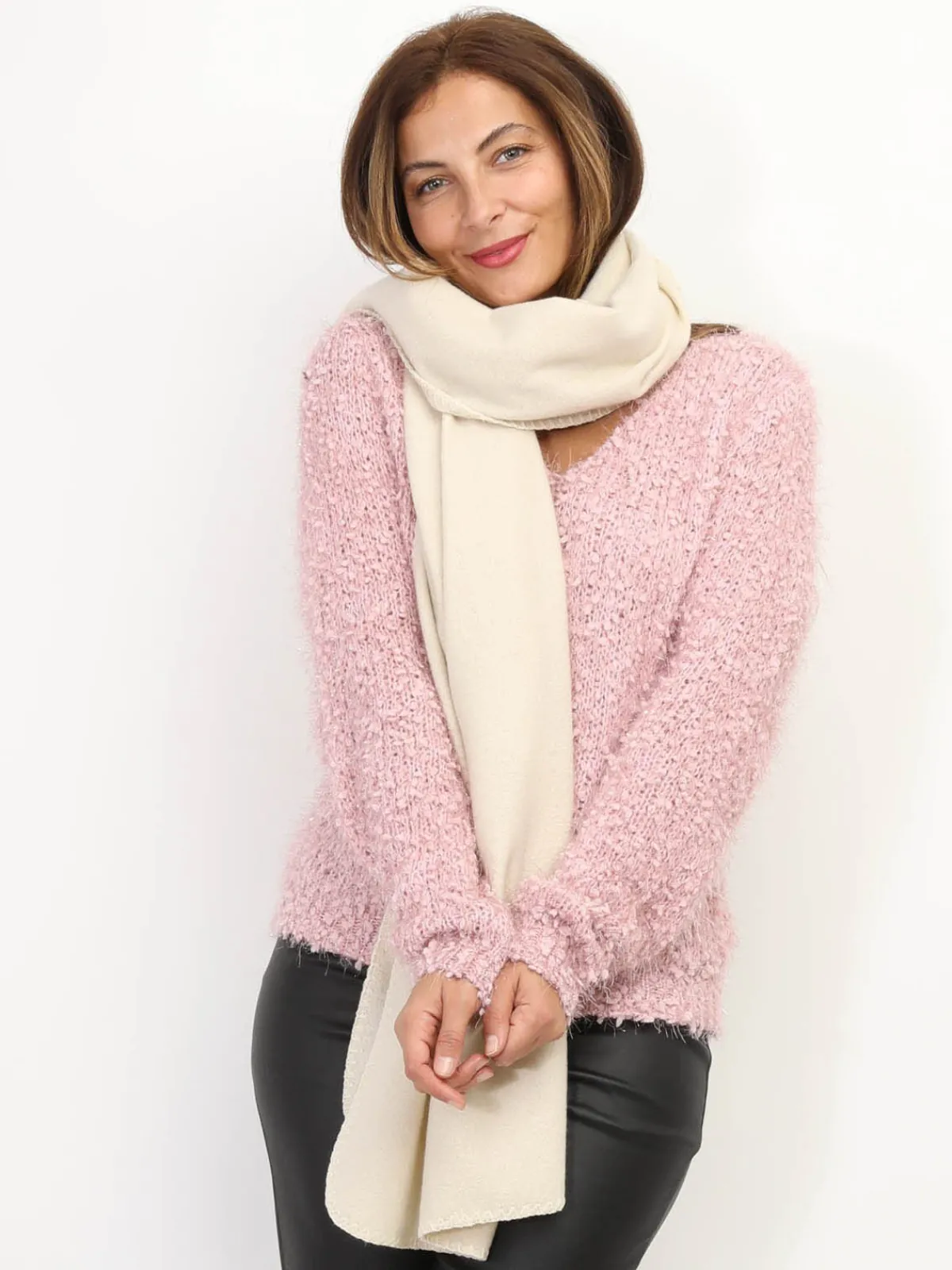 Best La Modeuse Écharpe unie à bords arrondis Beige