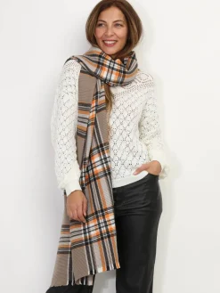 La Modeuse Écharpe XXL à motif écossais Taupe