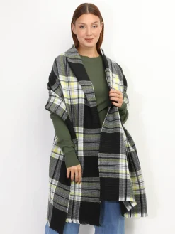 La Modeuse Écharpe XXL à motif écossais Noir