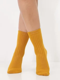 Sale La Modeuse Chaussettes basiques en coton Jaune