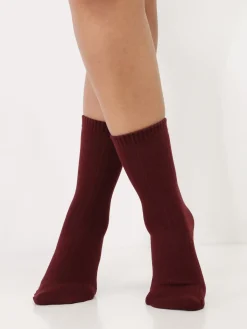 Outlet La Modeuse Chaussettes basiques en coton Bordeaux