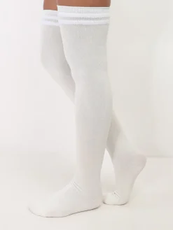 La Modeuse Chaussettes hautes à détails duveteux Blanc