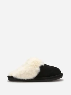 Clearance La Modeuse Chaussons en suédine fourrés Noir