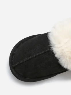 Clearance La Modeuse Chaussons en suédine fourrés Noir