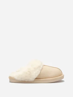 Discount La Modeuse Chaussons en suédine fourrés Beige