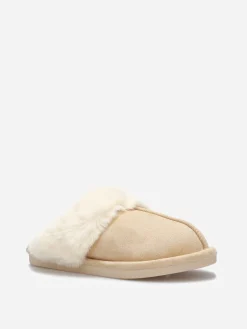 Discount La Modeuse Chaussons en suédine fourrés Beige