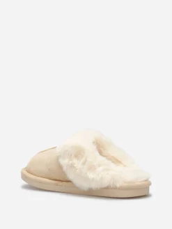 Discount La Modeuse Chaussons en suédine fourrés Beige