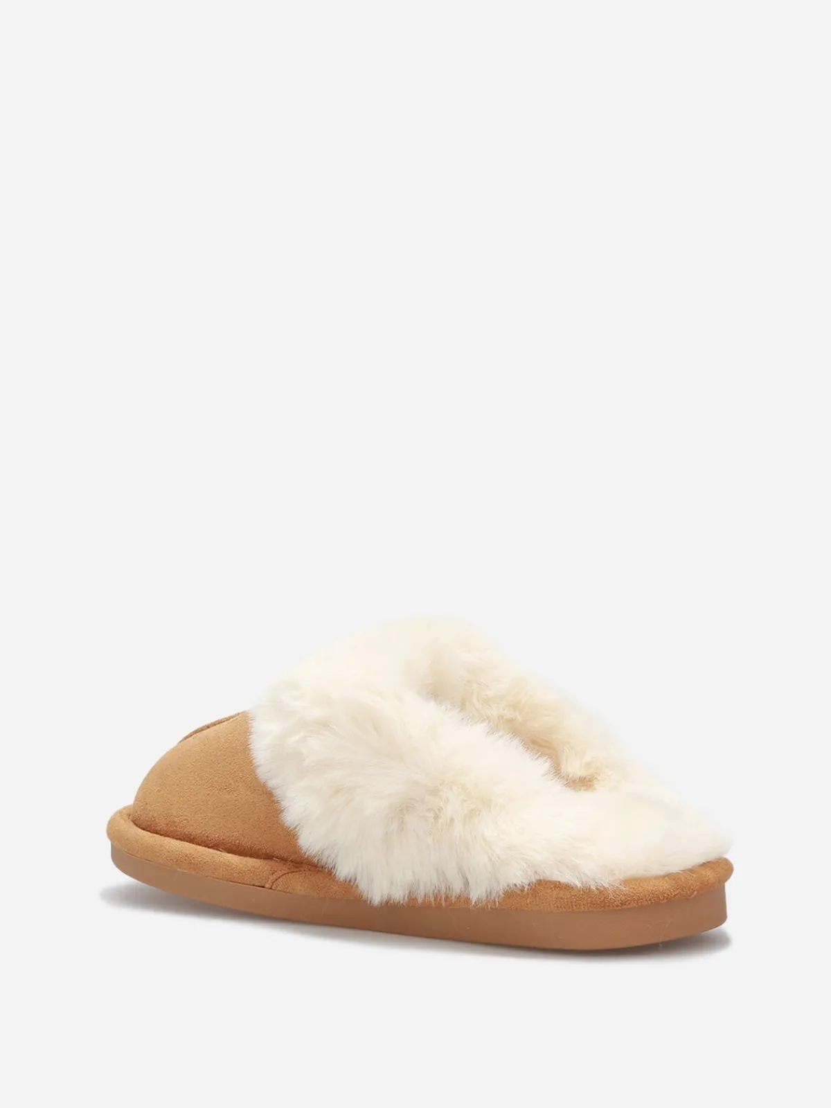 Outlet La Modeuse Chaussons en suédine fourrés Camel